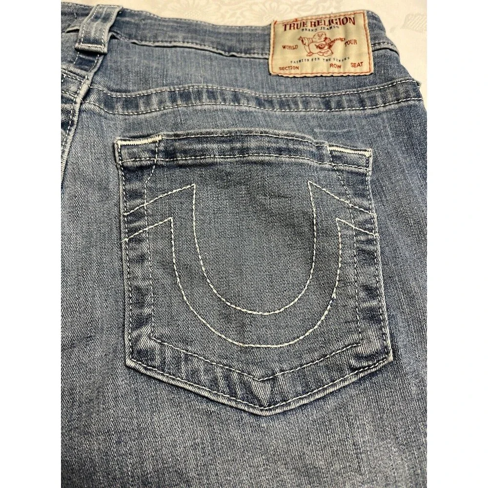 True Religion Jennie Mid Rise Super Skinny Denim Jeans Sz 31 Raw Hem